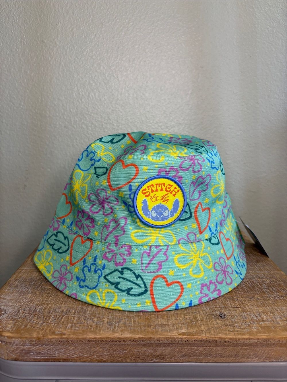 NWT Disney Stitch "Ohana" Mint Green Floral Bucket Hat - One Size